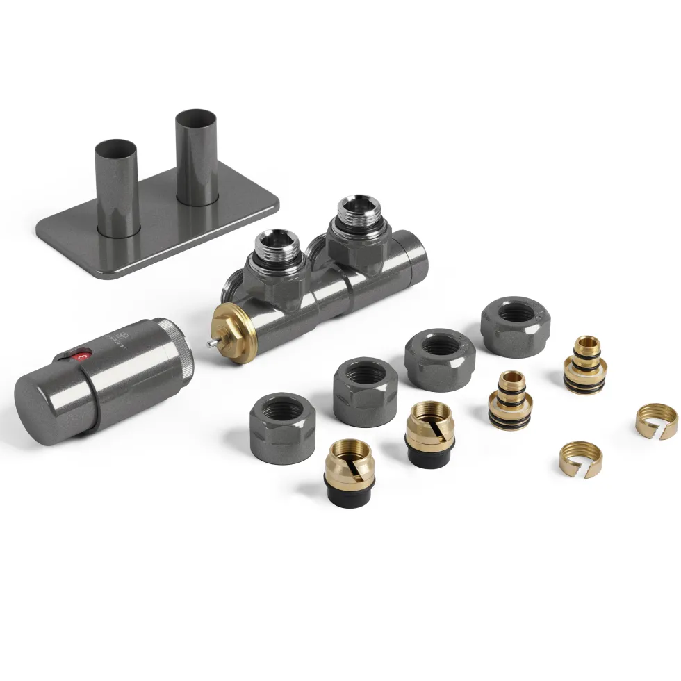 Terma Vario Twins All In One Integrated 50mm Valves with Pipe Masking Set