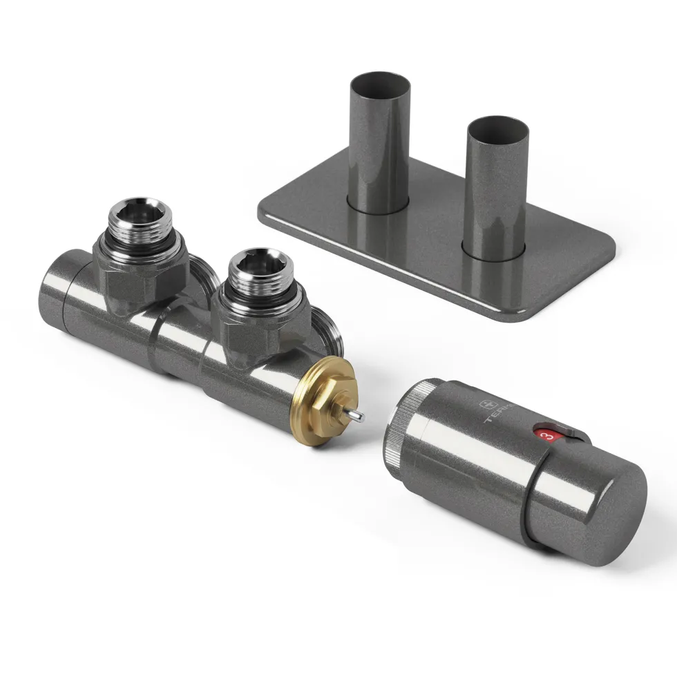 Terma Vario Twins All In One Integrated 50mm Valves with Pipe Masking Set