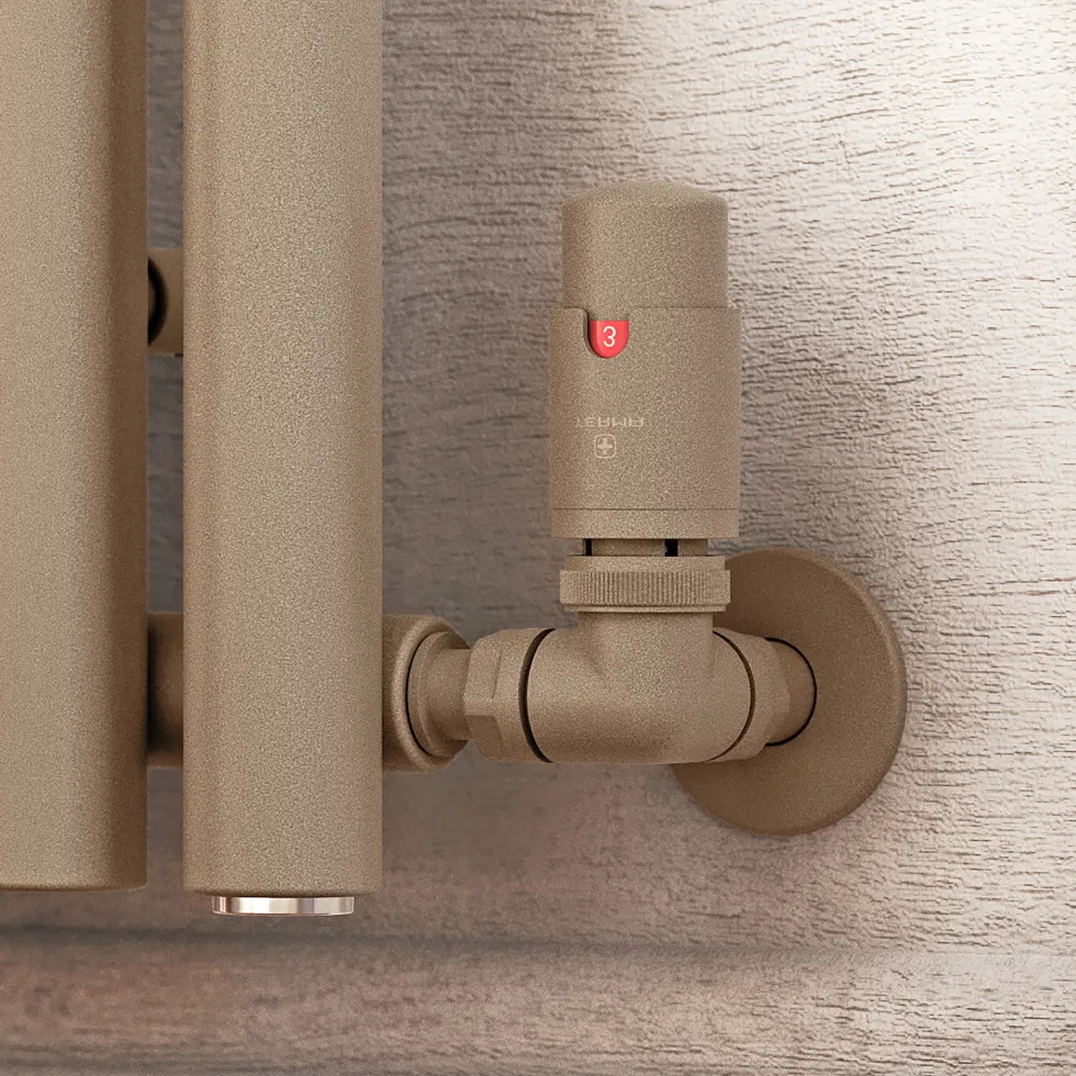Terma Vario Vision 3 Axis Thermostatic Corner Valves with Pipe Masking - Left or Right Hand