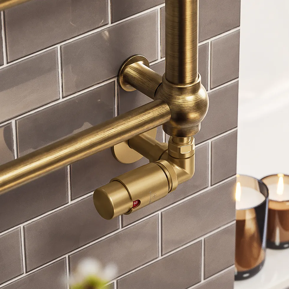 Terma Vario Vision 3 Axis Thermostatic Corner Valves with Pipe Masking - Left or Right Hand