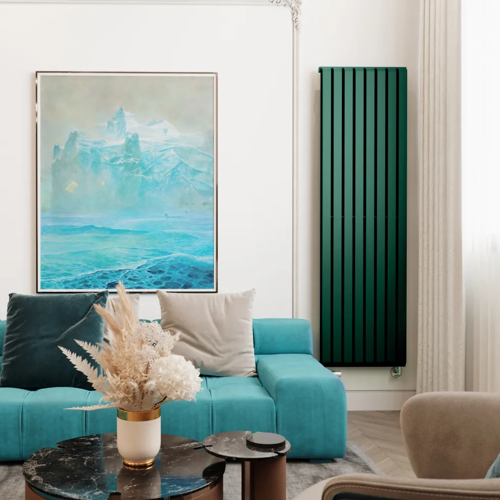 Terma Warp Room Matt Green Double Panel Vertical Radiator