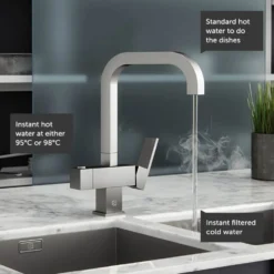 The Tap Factory Tetra Filtered Cold & Instant Boiling Water Tap with Filter & WRAS Approved Boiler Tank - Brushed Steel