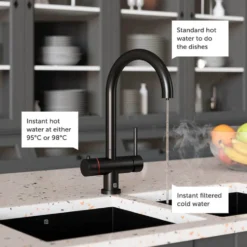 The Tap Factory Vanto Filtered Cold & Instant Boiling Water Tap with WRAS-Approved Boiler & Filter - Matt Black