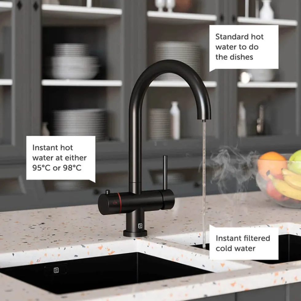 The Tap Factory Vanto Filtered Cold & Instant Boiling Water Tap with WRAS-Approved Boiler & Filter - Matt Black