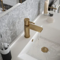 The Tap Factory Vibrance Brushed Brass Mono Basin Mixer and Basin Waste - 6 Handle Colours Available