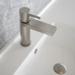 The Tap Factory Vibrance Brushed Nickel Mono Basin Mixer and Basin Waste - 6 Handle Colours Available