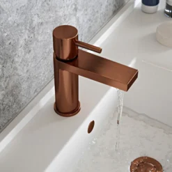 The Tap Factory Vibrance Polished Copper Mono Basin Mixer and Basin Waste - 6 Handle Colours Available