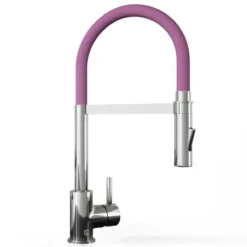 The Tap Factory Vibrance Tube Chrome Mono Pull Out Kitchen Mixer Tap with Coloured Spout