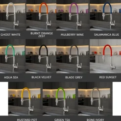 The Tap Factory Vibrance Tube Chrome Mono Pull Out Kitchen Mixer Tap with Coloured Spout