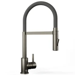 The Tap Factory Vibrance Tube Gunmetal Mono Pull Out Kitchen Mixer Tap with Coloured Spout