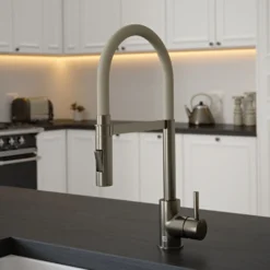 The Tap Factory Vibrance Tube Gunmetal Mono Pull Out Kitchen Mixer Tap with Coloured Spout