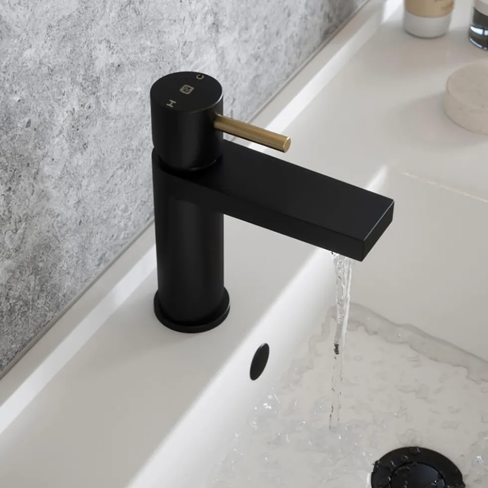 The Tap Factory Vibrance Vanto Black Mono Basin Mixer and Basin Waste - 8 Handle Colours Available