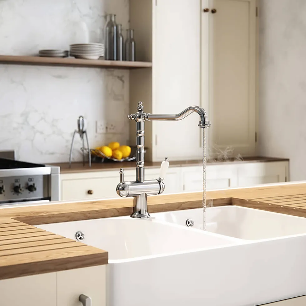 The Tap Factory Wisteria Traditional 4 in 1 Instant Hot & Cold Boiling Water Tap with WRAS Approved Boiler Unit & Filter - Chrome