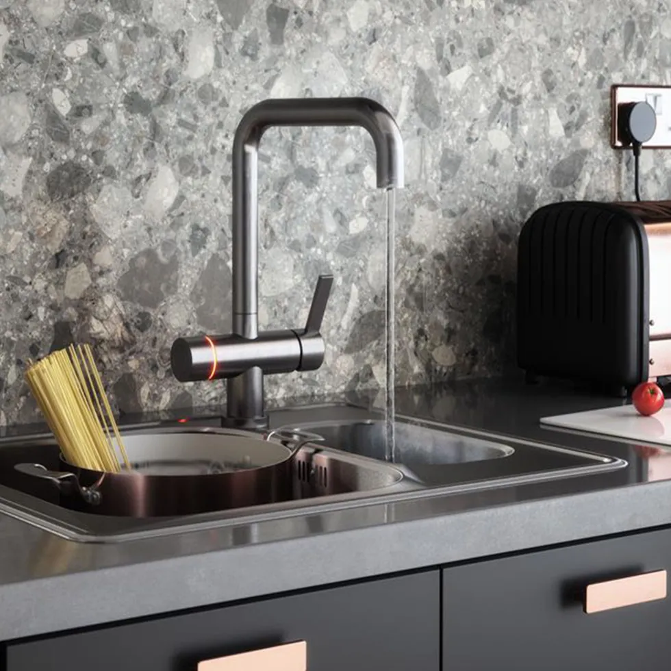 The Tap Factory Xara Brushed Steel Digital LED Boiling Water Tap with Filtered Cold Drinking Water