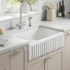Thomas Denby Bredon 1.5 Bowl Fluted White Ceramic Belfast Sink - 795 x 465mm