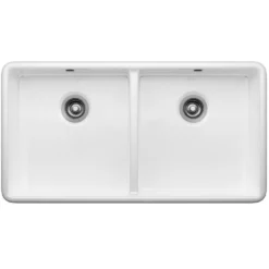 Thomas Denby Cotswold 2 Bowl Fluted White Ceramic Belfast Sink - 1000 x 535mm
