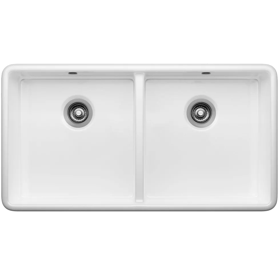 Thomas Denby Cotswold 2 Bowl Fluted White Ceramic Belfast Sink - 1000 x 535mm