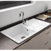 Thomas Denby Jarla 1 Bowl Gloss White Ceramic Kitchen Sink with Reversible Drainer - 1000 x 500mm