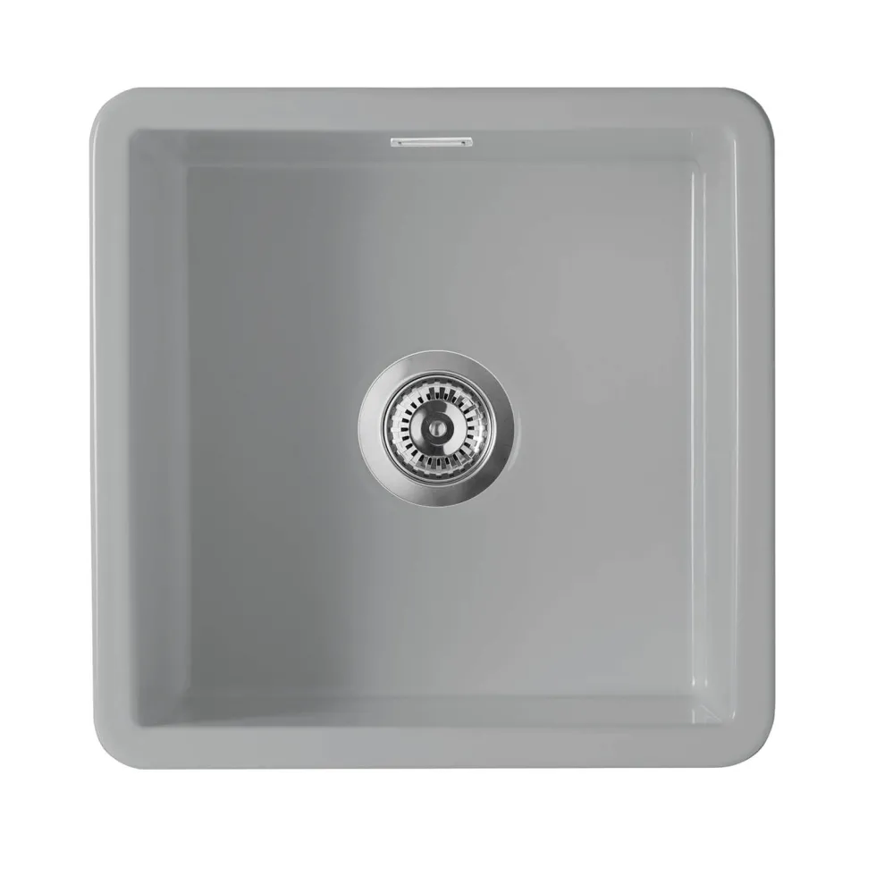 Thomas Denby Metro 1 Bowl Inset or Undermount Ceramic Kitchen Sink - 460 x 460mm