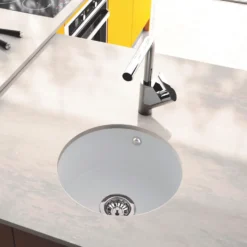 Thomas Denby Metro Round 1 Bowl Inset or Undermount Ceramic Kitchen Sink - 445 x 445mm