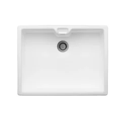 Thomas Denby Norfolk Belfast 1 Bowl Gloss White Ceramic Kitchen Sink - 595 x 460mm
