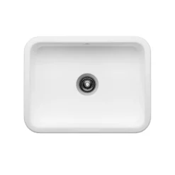 Thomas Denby Windsor Belfast 1 Bowl Gloss White Ceramic Kitchen Sink - 595 x 460mm