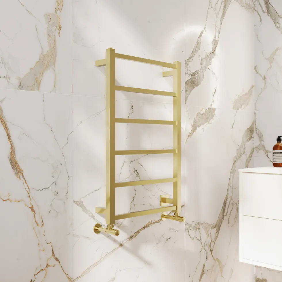 Toasty Arcus Brushed Brass Electric Heated Towel Rail