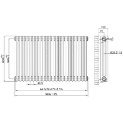 Toasty Ardleigh Antique Copper Horizontal 3 Column Radiator