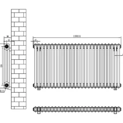 Toasty Ardleigh Matt Black Horizontal Column Radiator