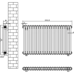 Toasty Ardleigh Matt Black Horizontal Column Radiator