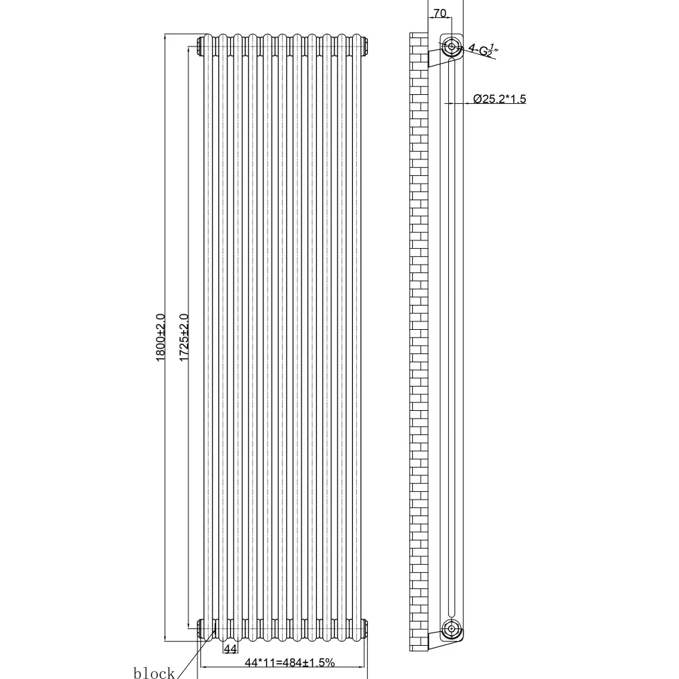 Toasty Ardleigh Raw Metal Vertical Column Radiator