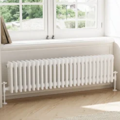 Toasty Ardleigh White Compact Horizontal 3 Column Radiator - 300mm Height