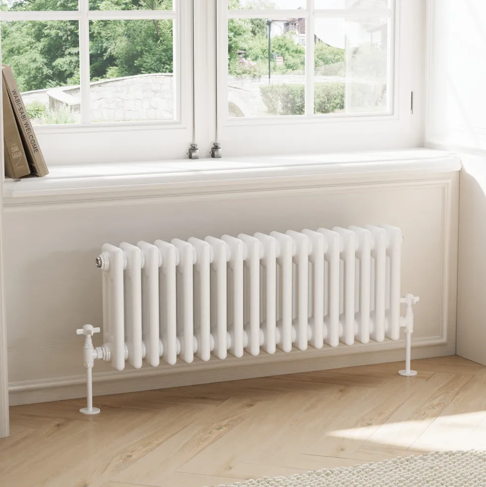 Toasty Ardleigh White Compact Horizontal 3 Column Radiator - 300mm Height