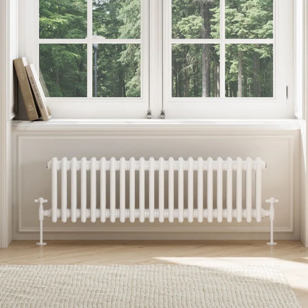 Toasty Ardleigh White Compact Horizontal 3 Column Radiator - 300mm Height