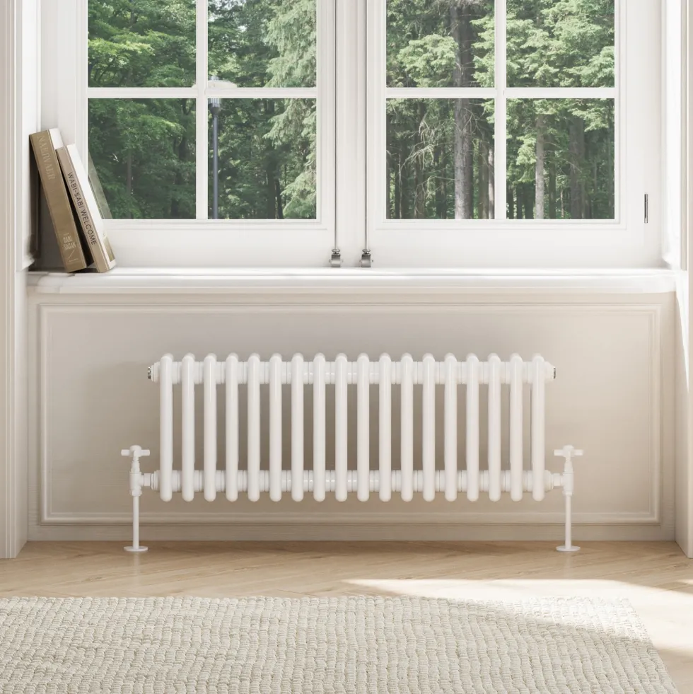 Toasty Ardleigh White Compact Horizontal 3 Column Radiator - 300mm Height