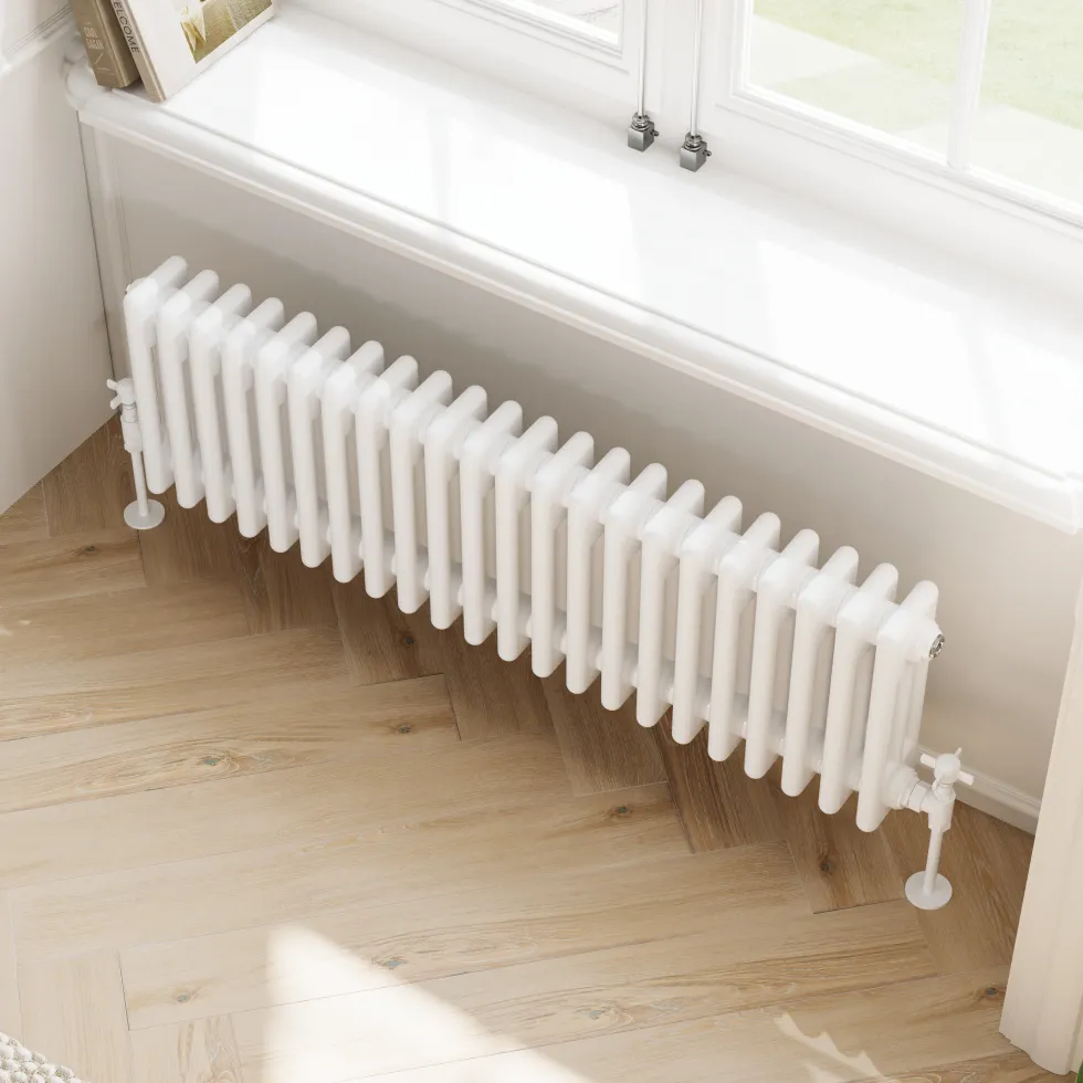 Toasty Ardleigh White Compact Horizontal 3 Column Radiator - 300mm Height