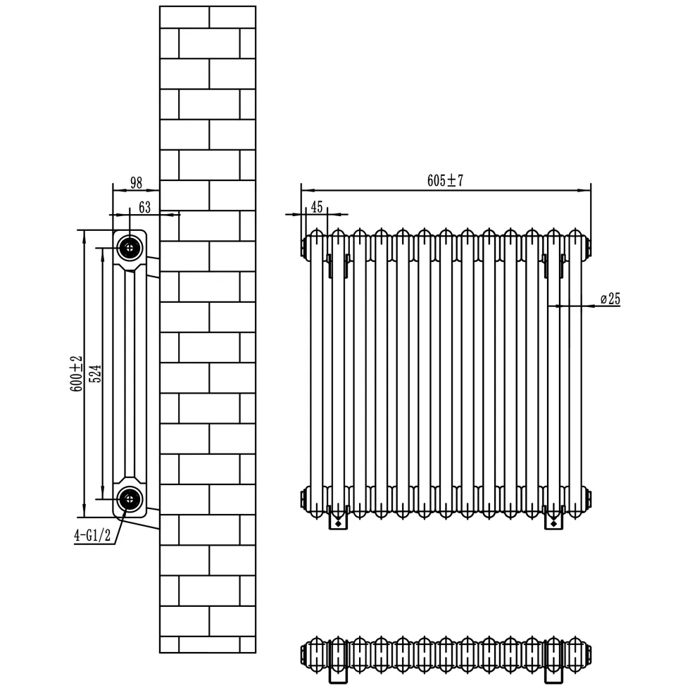 Toasty Ardleigh White Horizontal Column Radiator