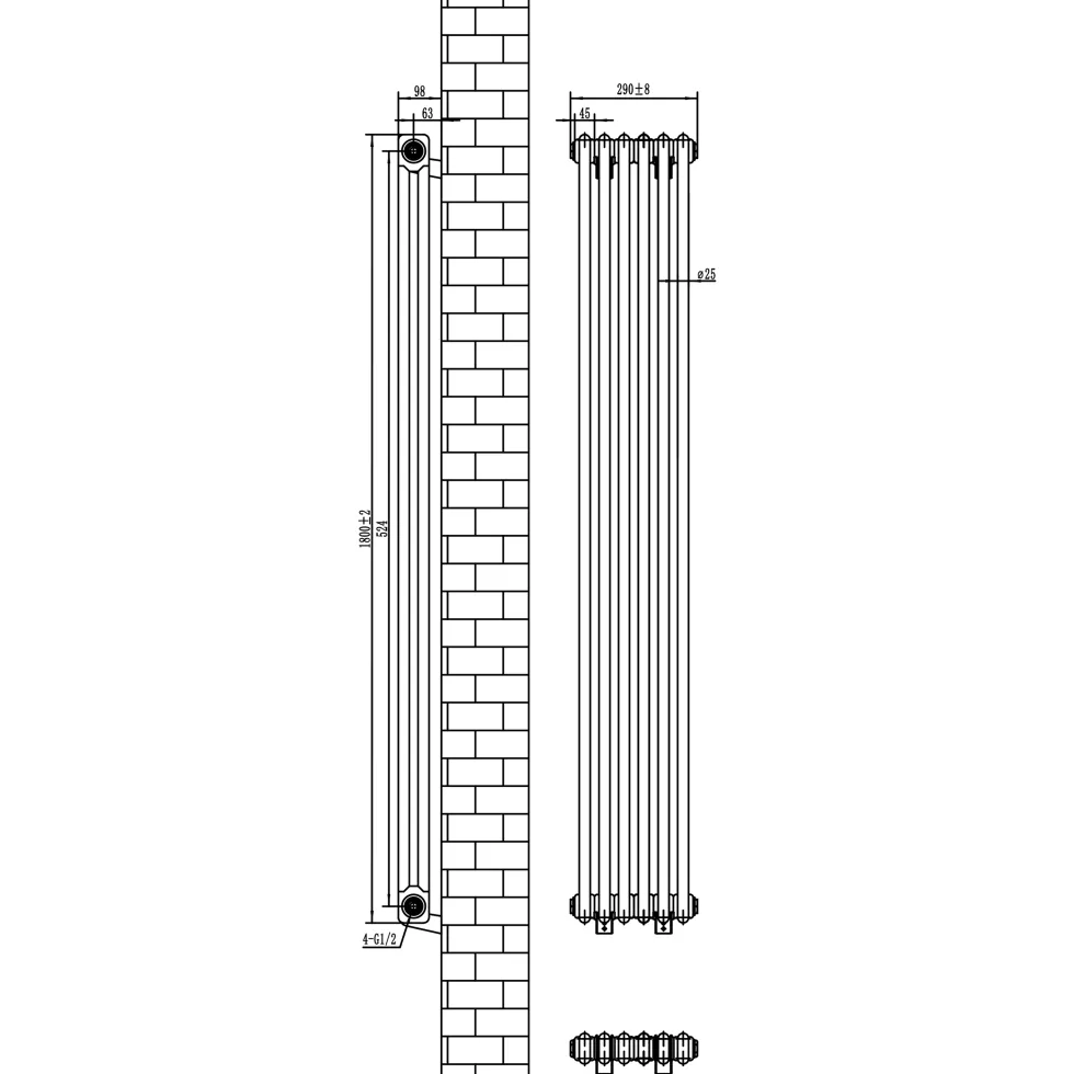 Toasty Ardleigh White Vertical Column Radiator