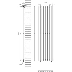 Toasty Aura Matt Black Round Tube Vertical Radiator