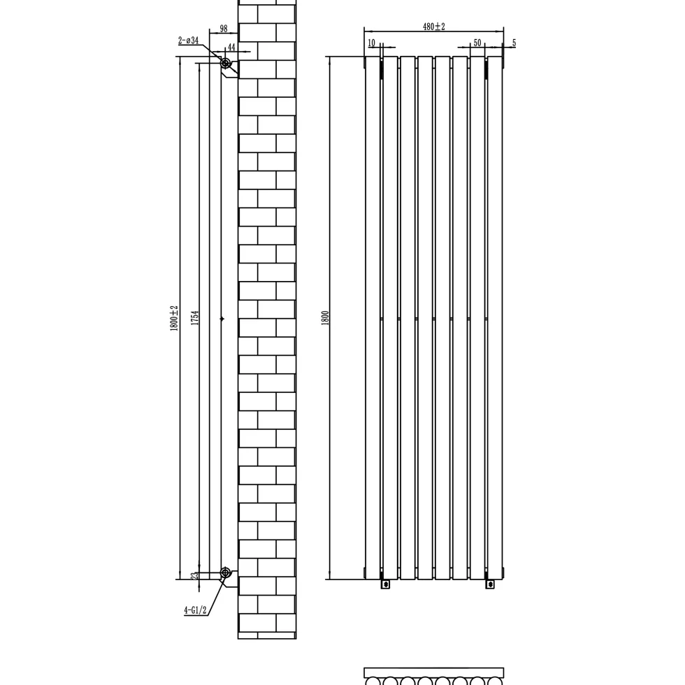 Toasty Aura White Round Tube Vertical Radiator