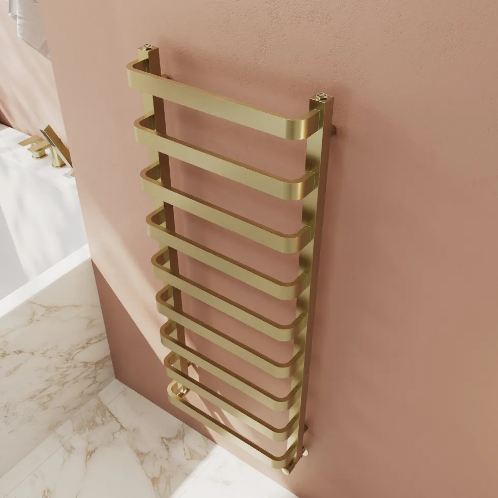 Toasty Balance Brushed Brass Heated Towel Rail