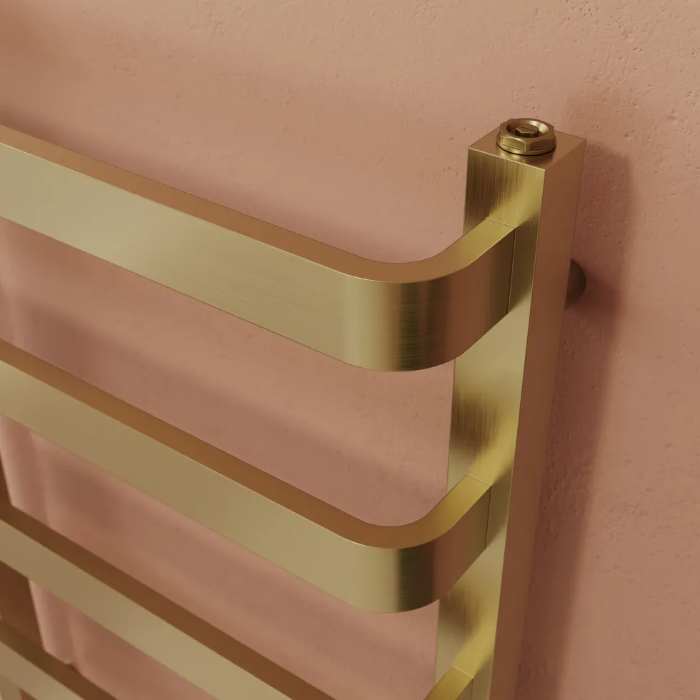 Toasty Balance Brushed Brass Heated Towel Rail