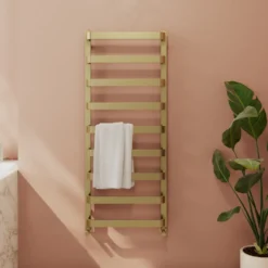 Toasty Balance Brushed Brass Heated Towel Rail