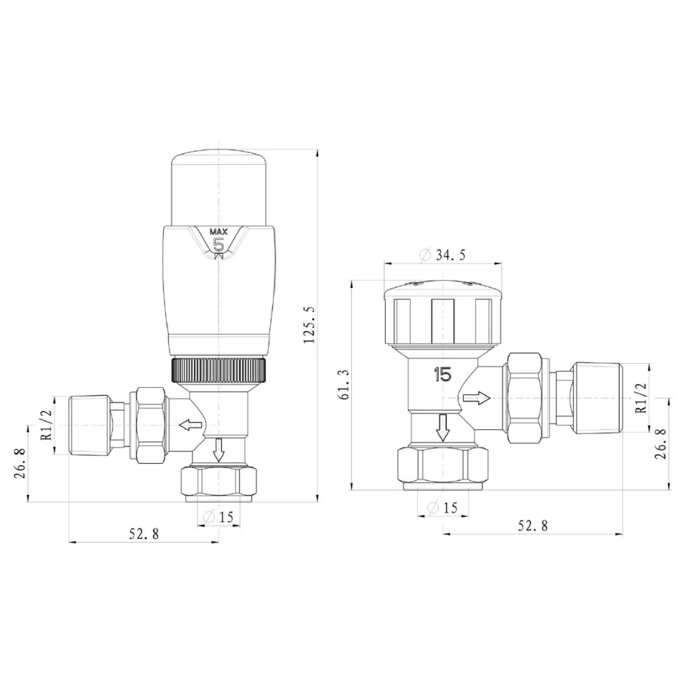 Toasty Brushed Brass Thermostatic Radiator Valves