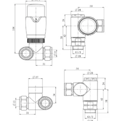 Toasty Brushed Nickel Dual Fuel Corner Radiator Valves