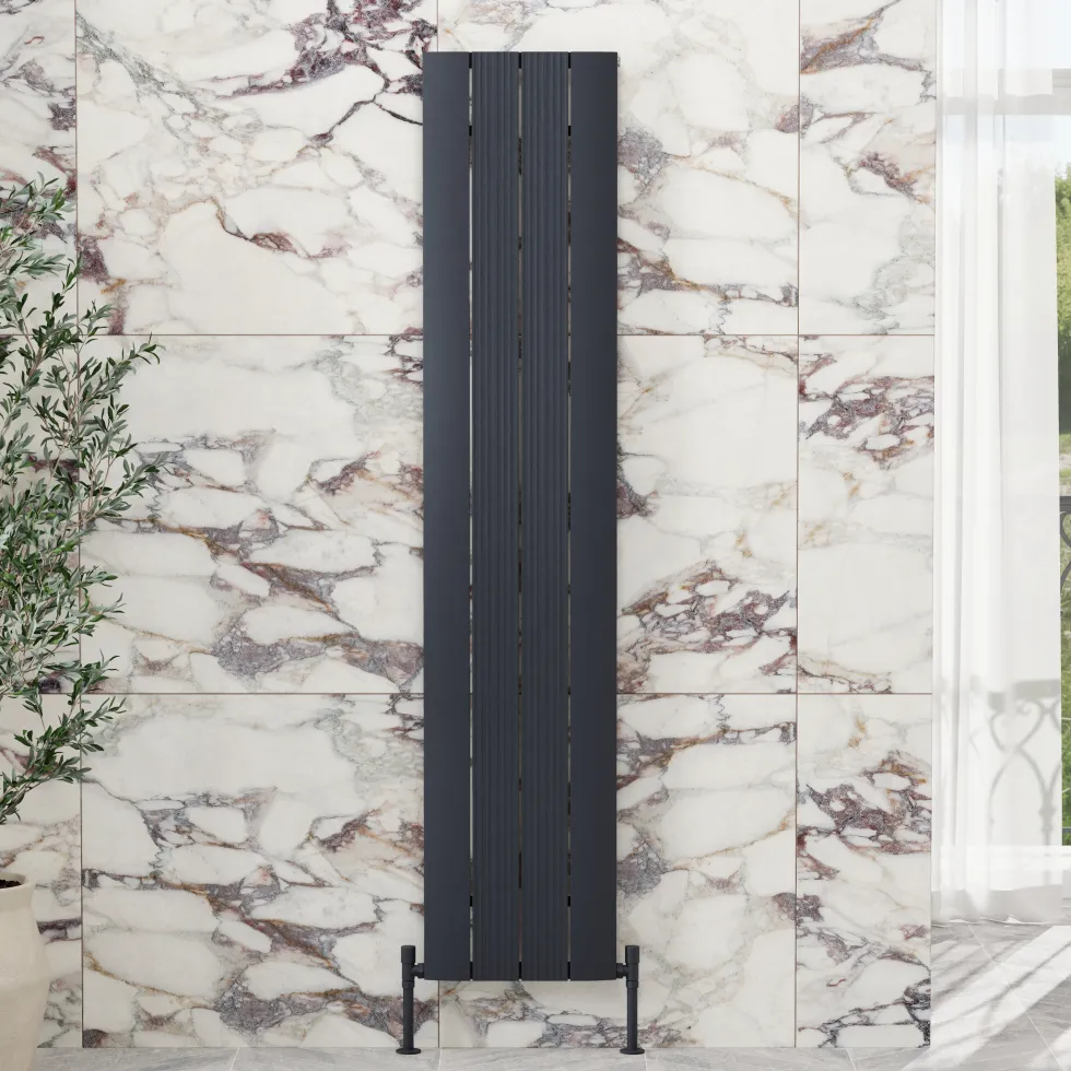 Toasty Drift Anthracite Vertical Aluminium Radiator - 1800 x 375mm