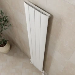 Toasty Drift White Vertical Aluminium Radiator - 1800 x 375mm