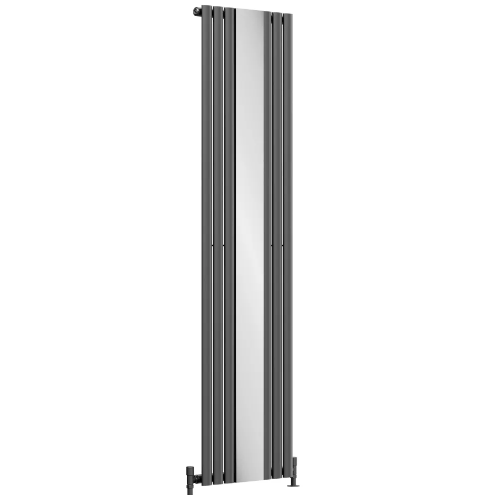 Toasty Echo Anthracite Grey Oval Single Panel Vertical Mirror Radiator - 1800 x 500mm