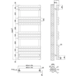 Toasty Eden Matt Black Heated Towel Rail