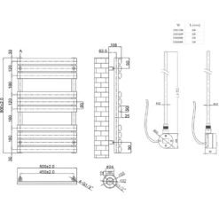 Toasty Eden Matt White Electric Heated Towel Rail with Heating Element